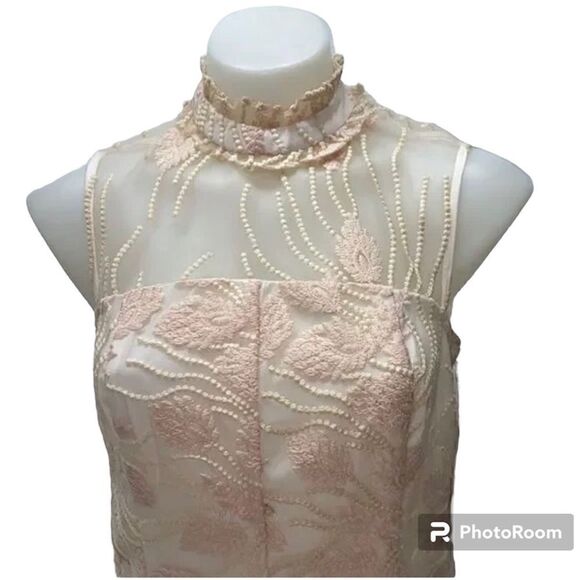 Nanette Lepore Bella Donna embroidery illusion neckline Balletcore minidress - Picture 9 of 16